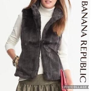 Banana Republic Faux Fur vest in steel gray size large
